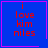 Blue square with pink border contains red text 'i love kim niles' and a small purple heart symbol in bottom-right corner.