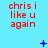 Red text on light blue background with animated blue symbols changing across frames.