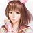 Pixelated static image of a person with brown shoulder-length hair and bangs, wearing light-colored clothing against a soft pastel background.