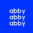 Blue background with white text 'abby' repeated in a , partially overlaid by light blue horizontal bars
