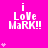 A bright pink background displays repeated 'i LoVe MaRK!!' text with small heart symbols in various positions across the
