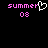 Pixelated text 'summer' and 'os' in pink with a white heart symbol replacing the letter 'o' in 'summer', displayed on black background.