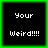 Four identical pixelated frames showing white text on a black background with green border, arranged in 2x2 contact sheet layout.
