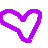 Six pixelated heart outlines in purple, green, pink, blue, and two shades of coral arranged on a white background with one gray square.