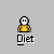 Pixel art character in yellow shirt with white face and black eyes, holding various objects above head while text 'Dist' appears below.