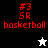 Pixelated red text reads #3 SR basketball on black and white backgrounds with a white star on black and black star on white.