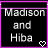 black square icons with purple borders, displaying text and small heart symbols that change across frames