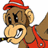 A pixelated cartoon monkey wearing a red hat and overalls holding a cigar, next to green text reading "Original Icons .com" on a dark background.