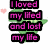 Pixelated green cartoon figure with pink text overlays and small pink hearts on white background.