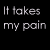 Pixelated text animation with repeated phrases and a red accent word on black background.