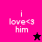 Four display 'i love<3 him' text with a star symbol; top-left and bottom-left show a black star on pink and black backgrounds, while top-right and bottom-right show a pink star on purple backgrounds