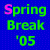 Animated contact sheet of 14 frames showing a Spring Break '05 text animation with color cycling on the word "Spring" against a blue background.