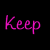 Animated sequence of pink cursive text 'Keep' and 'Dreaming' on black background with a gray rectangle in bottom-right corner.