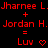 Red text on black background displays repeated names with plus signs, equals signs, and 'Luv' followed by heart symbols in a pattern