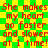 Red text on a green and yellow checkered background repeats the phrase "She makes my heart go faster and slower at 1 time!" in two identical horizontal sections.