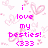 Pixelated pink text on white background with faint pink heart patterns, listing names and affectionate phrases.