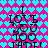 Pixelated text "I LOVE YOU 100 JADE!" on a heart-patterned background with color shifts between cyan and magenta.