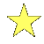 Five pixelated star icons in yellow, light yellow, bright yellow, orange-yellow, and orange arranged on a white background with one gray rectangle partially visible.