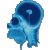 Static blue cartoon head icon with gradient shading and a small antenna-like protrusion on top, set against a gray background.