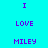Pixelated text 'I LOVE MILEY' repeated across a cyan background with blue rectangular overlays, animated to shift positions.