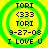 Four identical circular green-and-yellow pixelated icons with text elements arranged in a