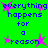 Green background with blue text reading "everything happens for a reason" and pink star shapes scattered throughout.