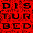 A contact sheet of 10 animated frames showing a repeating pattern with silver circular logos on red background, featuring distorted text and horned skull motifs.