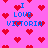 Pixelated pink background with red heart shapes and blue text reading 'I LOVE VICTORIA' in multiple positions.