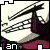 A pixelated image of a dark figure with outstretched arms against a light background, with the word 'fan' in purple and white text at the bottom left.