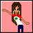 A 3x3 contact sheet of a pixel art animated icon showing a cartoon girl with brown hair and a green cross on her shirt, alongside text variations changing the color of 'ITALIAN' in "EVERYONE LOVES AN ITALIAN GIRL" across frames.