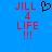 Blue background with red text reading JILL 4 LIFE !!! and a black pixelated heart symbol above the number four.