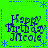Green background with blue dashed borders and star motifs, displaying four identical 'Happy Birthday Nicole' text blocks in dark blue pixelated font.