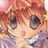 Pixelated anime-style character with orange hair and large dark eyes, wearing a gray outfit with blue accents, next to black background with white text.
