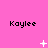 Pixelated pink background with repeated 'Kaylee' text and animated white sparkles in a