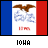 Four display a pixelated Iowa state flag design with an eagle, blue and red vertical stripes, and 'IOWA' text in different colors