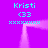 Pixelated cyan text 'Kristi' and '<33' appear four times on a purple background with pink pixelated borders, arranged in two of two
