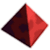 Static pixelated diamond-shaped icon with red and dark brown color split, featuring a small star symbol in the center on the darker side.