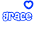 Two blue 'grace' text icons with heart symbols above, one blue and one green, displayed side-by-side on white background.