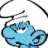 A 48x48 pixel animated contact sheet showing two frames of a Smurf-themed buddy icon with blue background and white star logo.