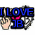 Three distinct pixelated text-based designs display 'I LOVE' followed by different names with varying colors and backgrounds.