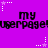 Purple background with repeated black text 'my userpage' and white/pink star patterns in pixelated style.