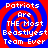 Four identical display red and blue spiral backgrounds with white text reading "Patriots Are THE Most Beastliyest Team Ever" in pixelated font