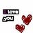 Animated sequence of 'I love you' text with red hearts, showing color variations in the text across frames.