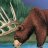 A pixelated static image shows a brown animal with antlers against a blurred green and blue background.