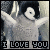 A pixelated character with black hair and white eyes lies on a textured background, arms outstretched, with text below reading "I LOVE YOU" then "THIS MUCH" in changing colors.