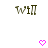 six 'will' text icons with pink heart and arrow symbols appearing in the middle