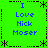 Green background with blue text reading "I Love Nick Moser" arranged in a pattern with decorative asterisks and dashed lines