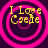 Four identical circular icons with pink concentric rings and yellow text reading "I Love Caelie" on a dark purple background.