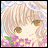 A pixelated anime-style character with light brown hair and large eyes, wearing a pink floral dress, positioned next to black background text reading "Anime IM" and "COM" in white stylized font.