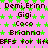 Pixelated pink background with green star patterns and repeated dark brown text names and phrases in a